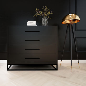 4 Drawer Server Lilo Satin Black - Black Frame