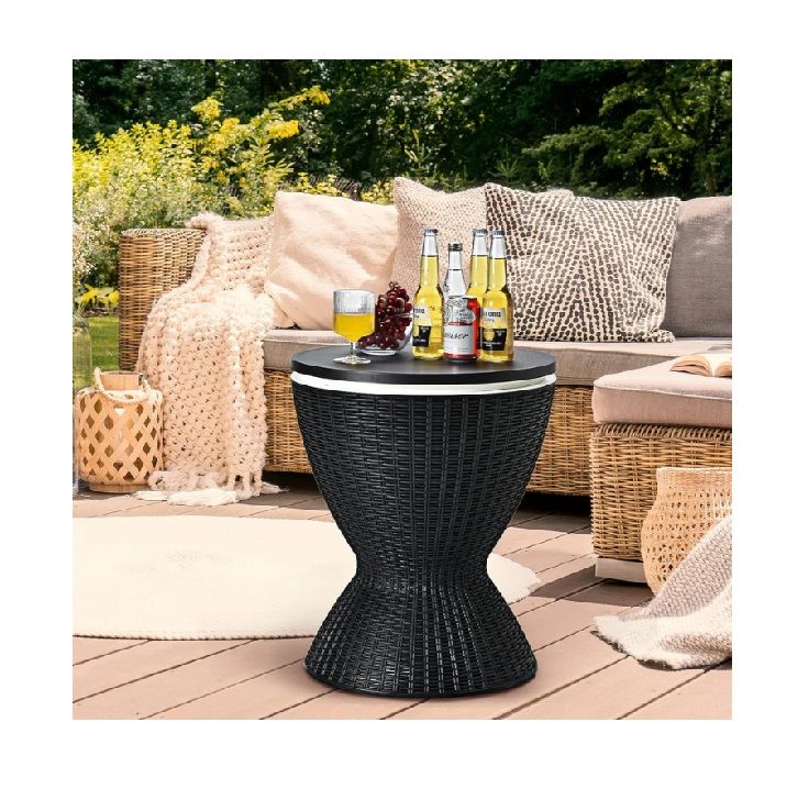 WOODLY Rattan Drum Ice Cooler