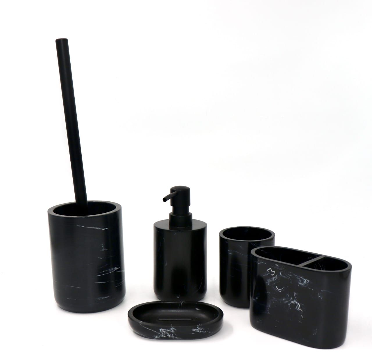 5 Piece Black Marble Bathroom Set