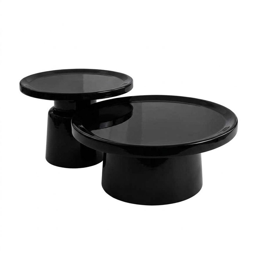 Modern Black Nesting Coffee Table Set (2 Piece)