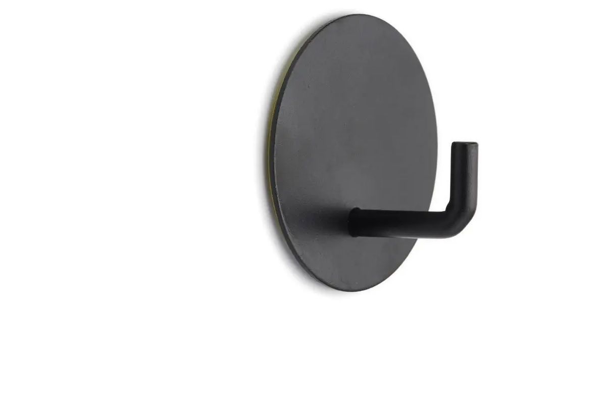 Round Hooks, Black, D/S Tape, 3 Pieces (4 pack) BY WOODLY