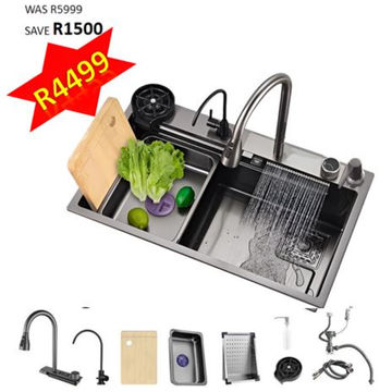 TWO BUTTONS WATERFALL KITCHEN SINK