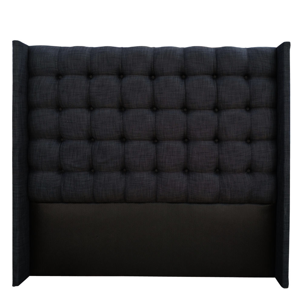 Nu Dekor - Benno Button Winged Headboard - King - Charcoal Grey