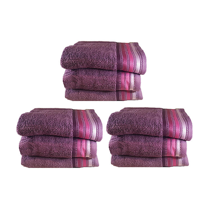 Royal Turkish Collection -450gsm -100% Cotton -Facecloth -Plum -Pack of 9
