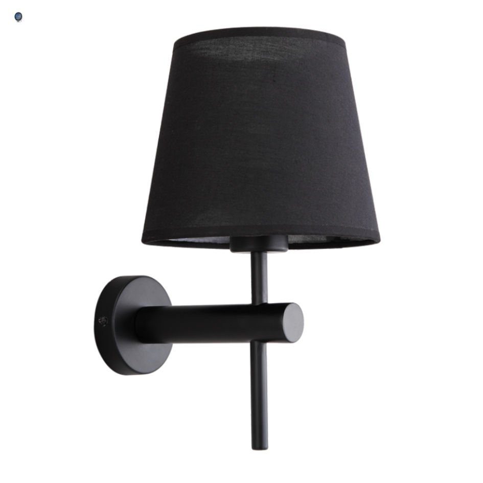 Metal Wall Bracket with Black Fabric Shade