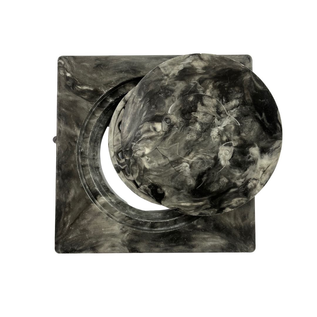 SHOWER DRAIN WITH LID - BLACK AND WHITE - 150MM