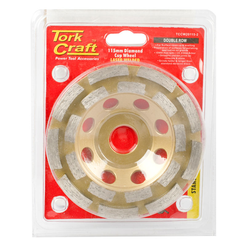 Tork Craft - Dia. Cup Wheel 115 x 22.23mm Dbl Row Laser Welded