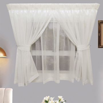 Matoc Designs Curtain -Café Double Layer -Mystic Voile -Cream -Taped - 300cm W x 120cm H