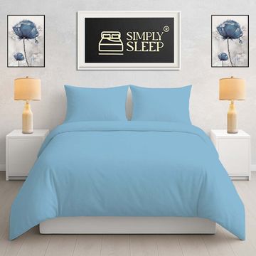 Simply Sleep - Everyday Collection Duvet Cover Set - Plain - 90GSM- (1Set) Sky Blue - Three Quarter