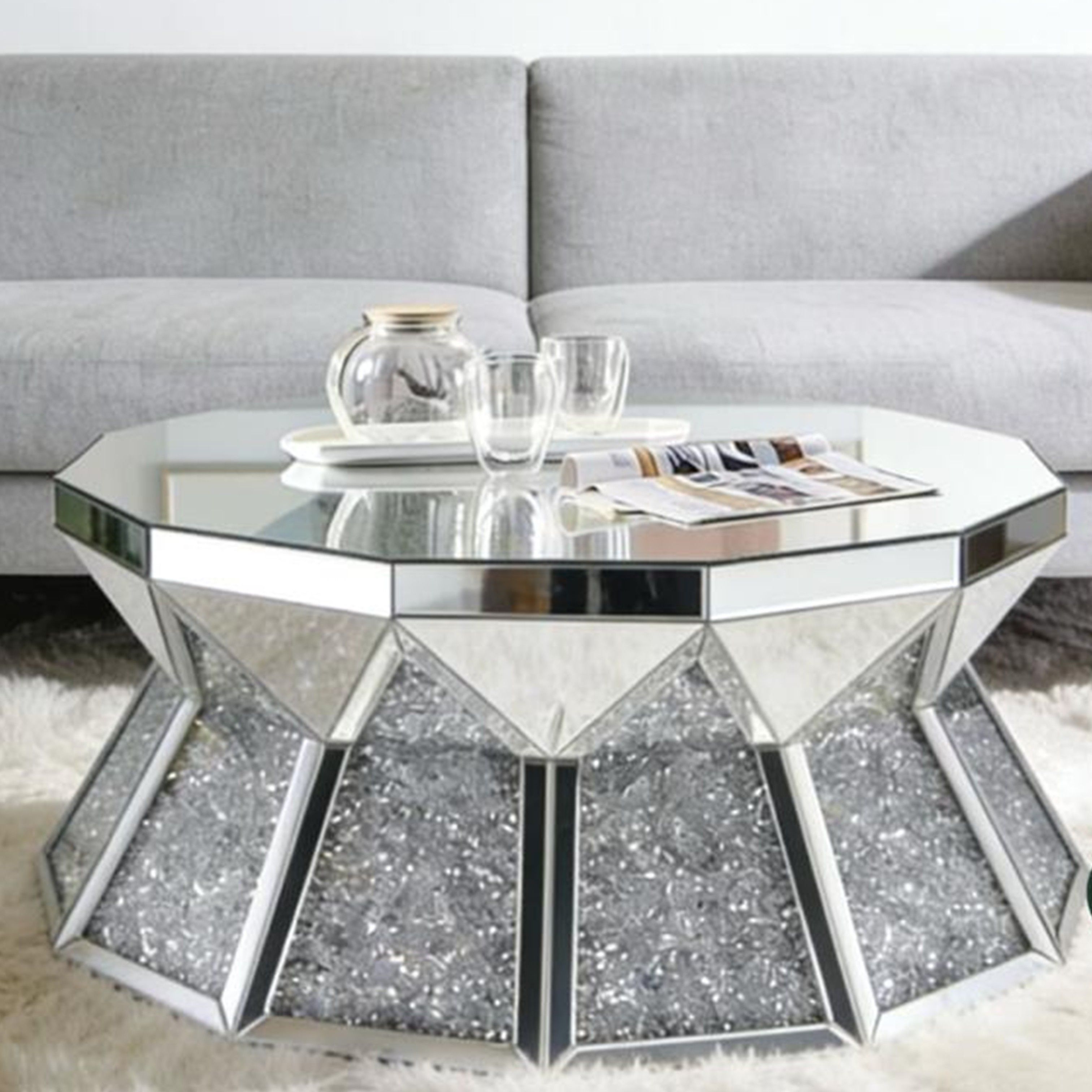 Madiega Furniture - Mirror‑Faceted Octagon Coffee Table