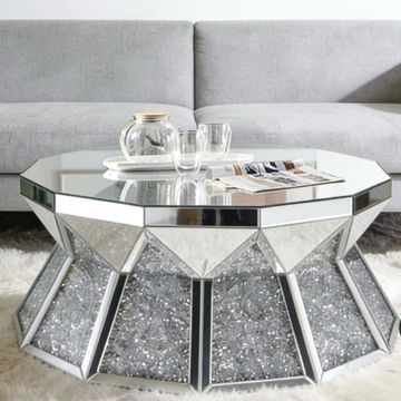 Madiega Furniture - Mirror‑Faceted Octagon Coffee Table