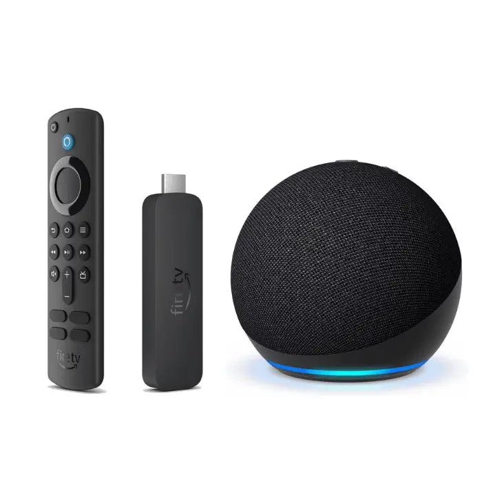 Amazon Echo 5th Gen Smart Speaker with Alexa + Amazon Fire TV Stick 4K Smart Home Bundle