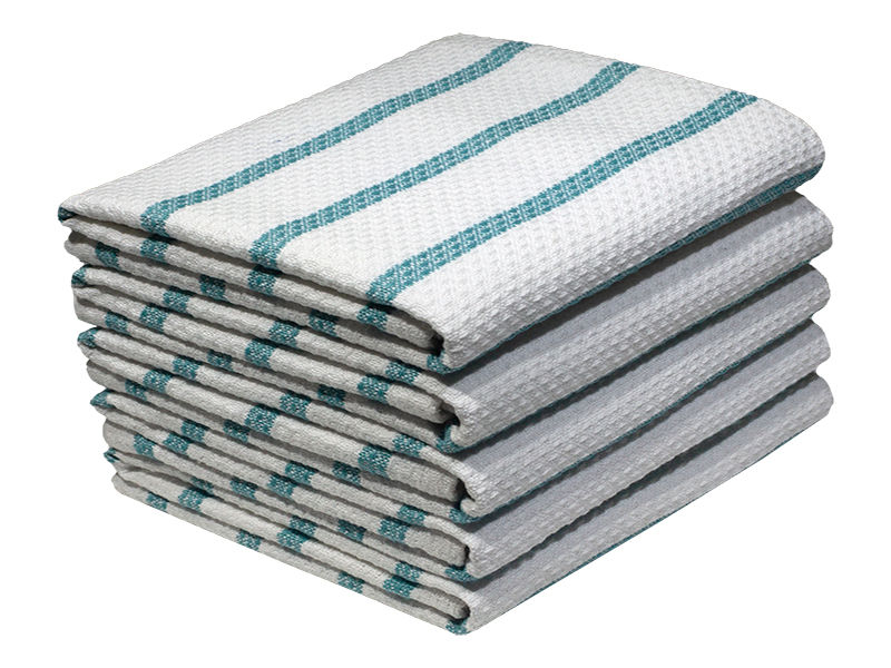 Multipurpose, Easy Fit, Absorbent Kitchen Towel - Design 2424 - 047x071cms - (05 Pc Pack) - Stripes - Pastel Turquoise
