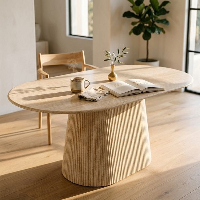 KC FURN – Travertine Modern Style 6-Seater Dining Table