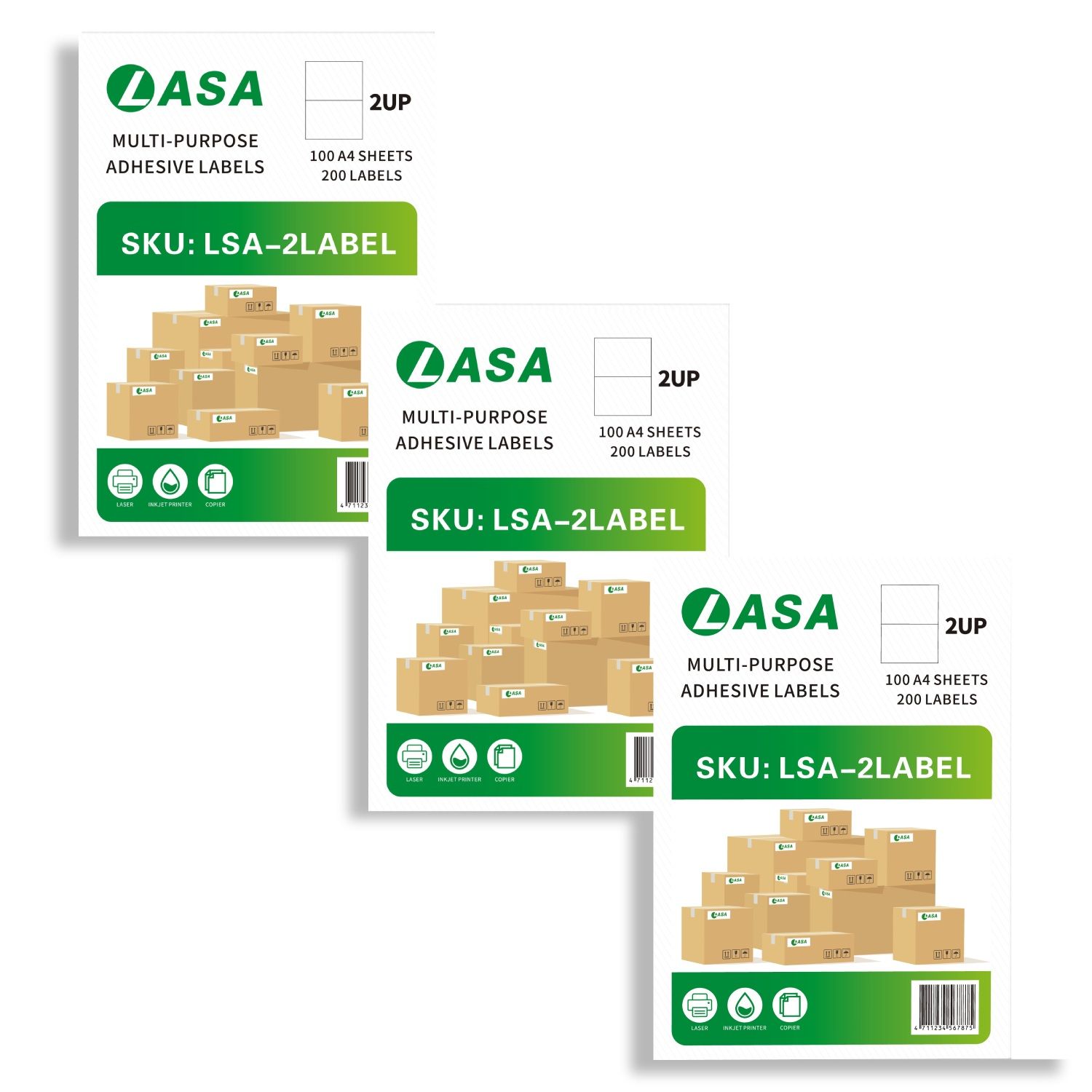 LASA 2 Up A4 Sheets Barcode Adhesive Label