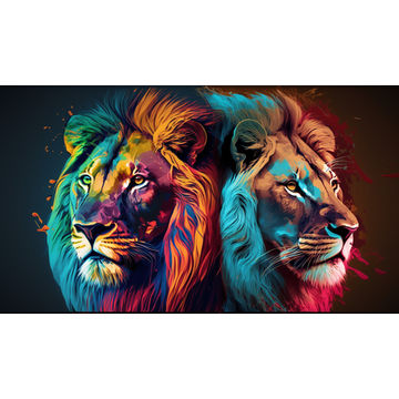 Canvas Wall Art - Canvas Wall Art –Two Male Lions - B1067 - [120 x 80 cm]