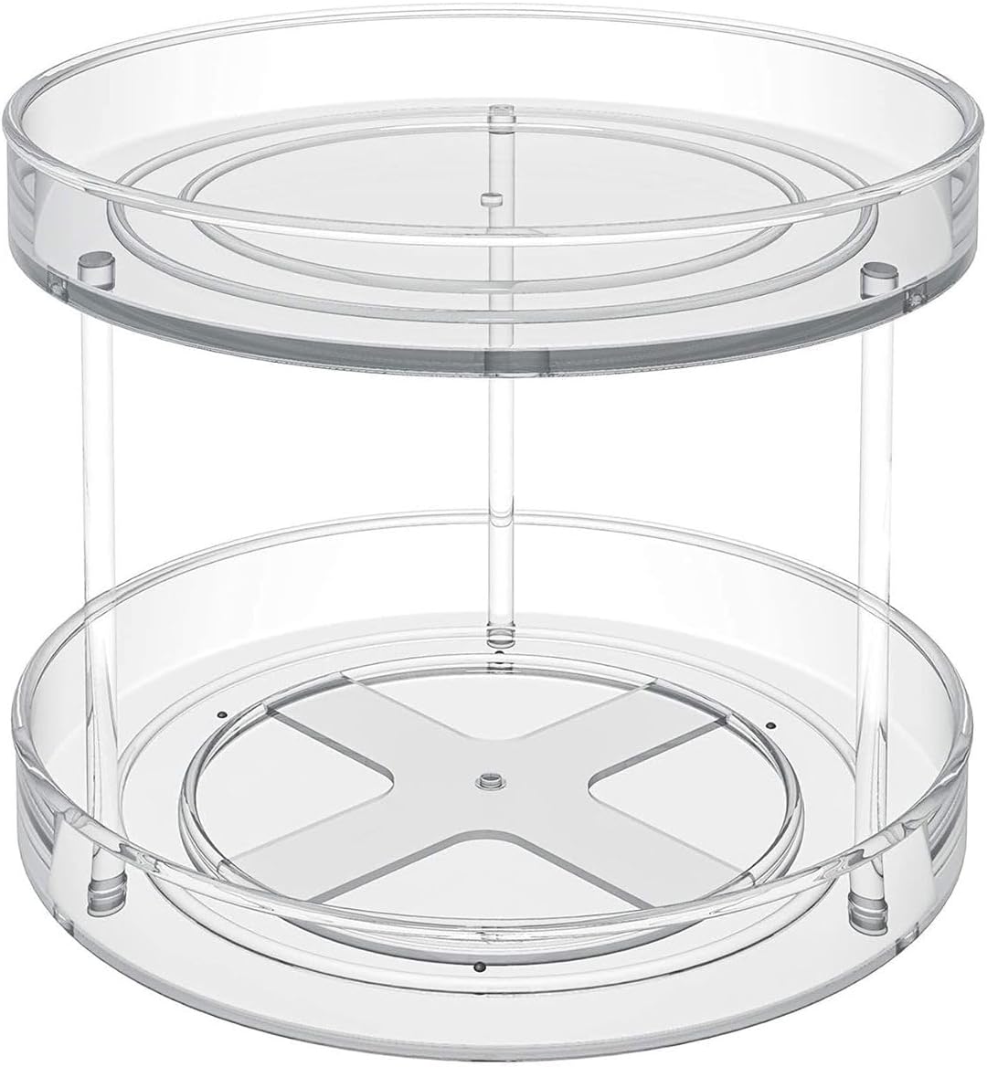 2 Tier Lazy Susan Turntable Pantry Organiser Spice Spinner Rotating Stand