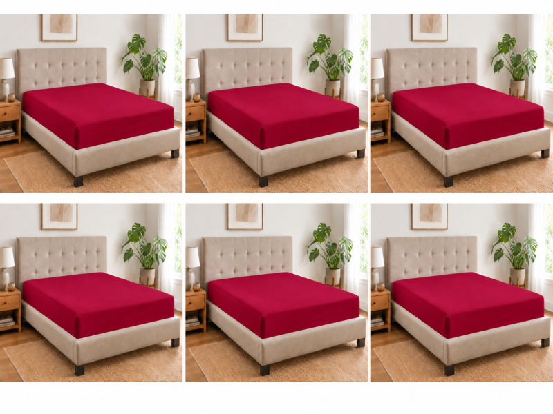 Everyday Collection Fitted Sheet - 90GSM - Pomegranate - King XL (6pc)