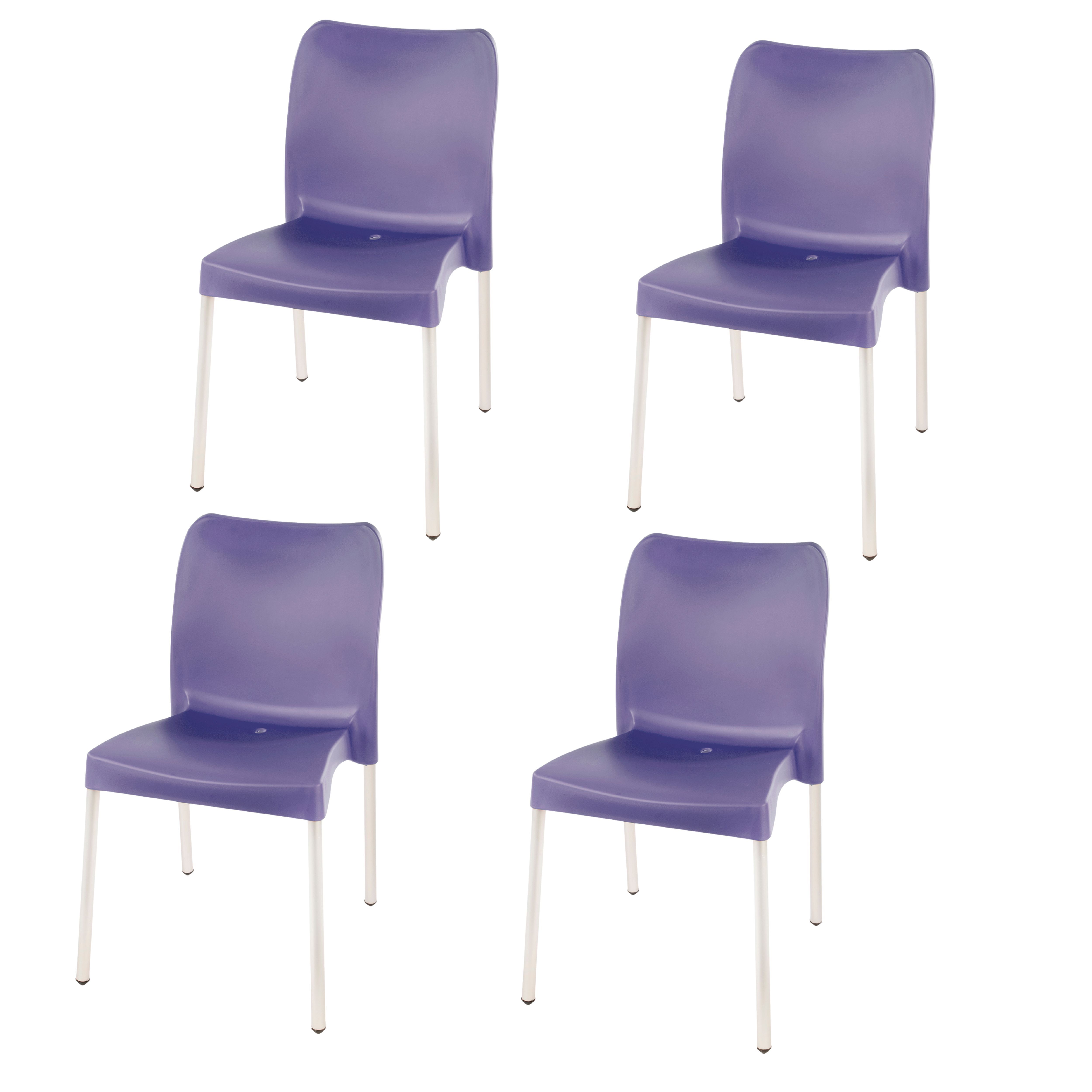Florence Heavy  Duty Plastic Bistro Chair / Patio Chair / Garden Chair / Stackable - NO ARMRESTS - LAVENDER  - Set of 4