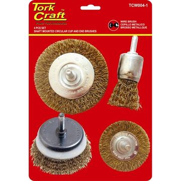 Wire Brush Set 4Pce With Shaft End/Cup/Circ