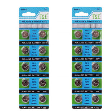 T&E AG13 | 357A | CX44 | LR44W Alkaline Batteries 1.55V 20 Pack Bundle