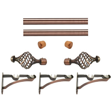 Matoc 28mm Double Pole Set - Swirl Finials - Antique Copper - 2.5m