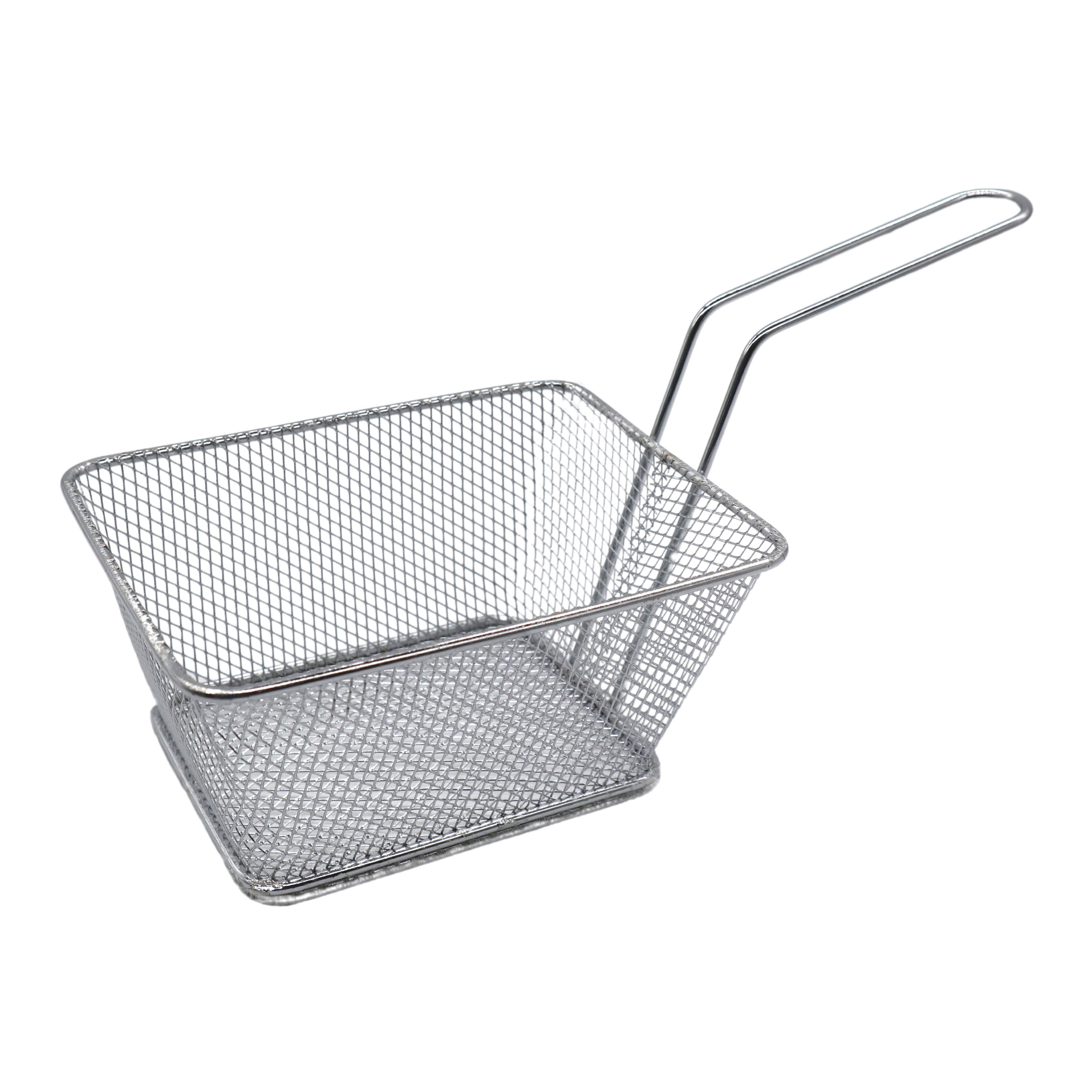 Elegant and Handy Rectangular Steel Frying - Chip Basket - 14 x 11 x 7cm