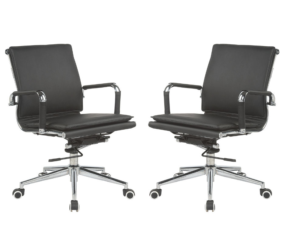 TOCC Classic PU Flat Cushion Medium Back Office Chairs - 2 Per Box