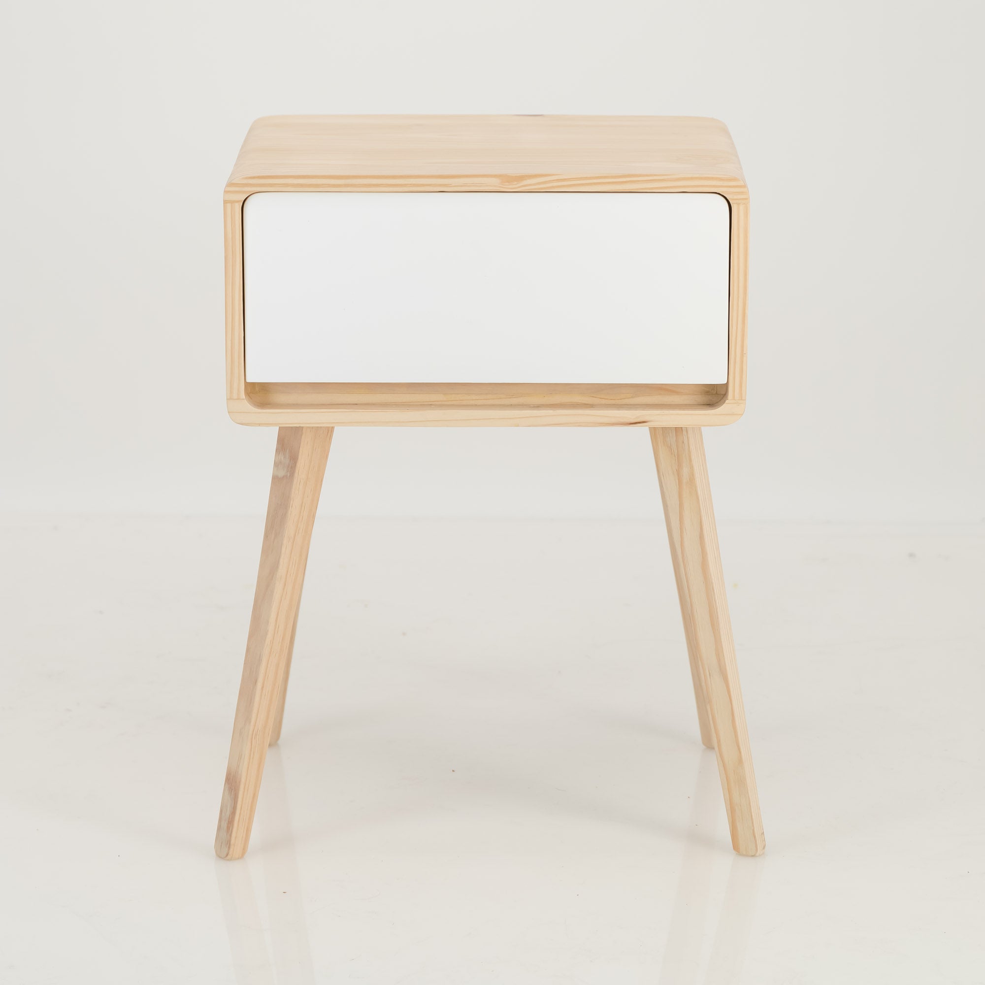 Kuva Pine One Drawer Side Table with Hidden Handle - White