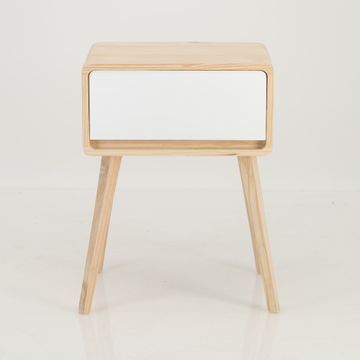 Kuva Pine One Drawer Side Table with Hidden Handle - White
