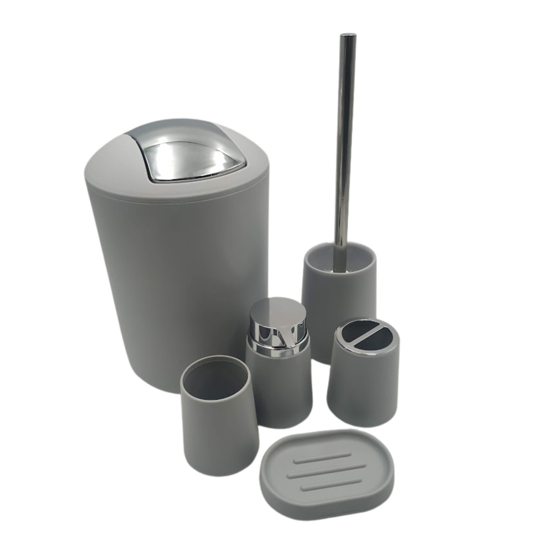 6Pc Bathroom Set - Grey