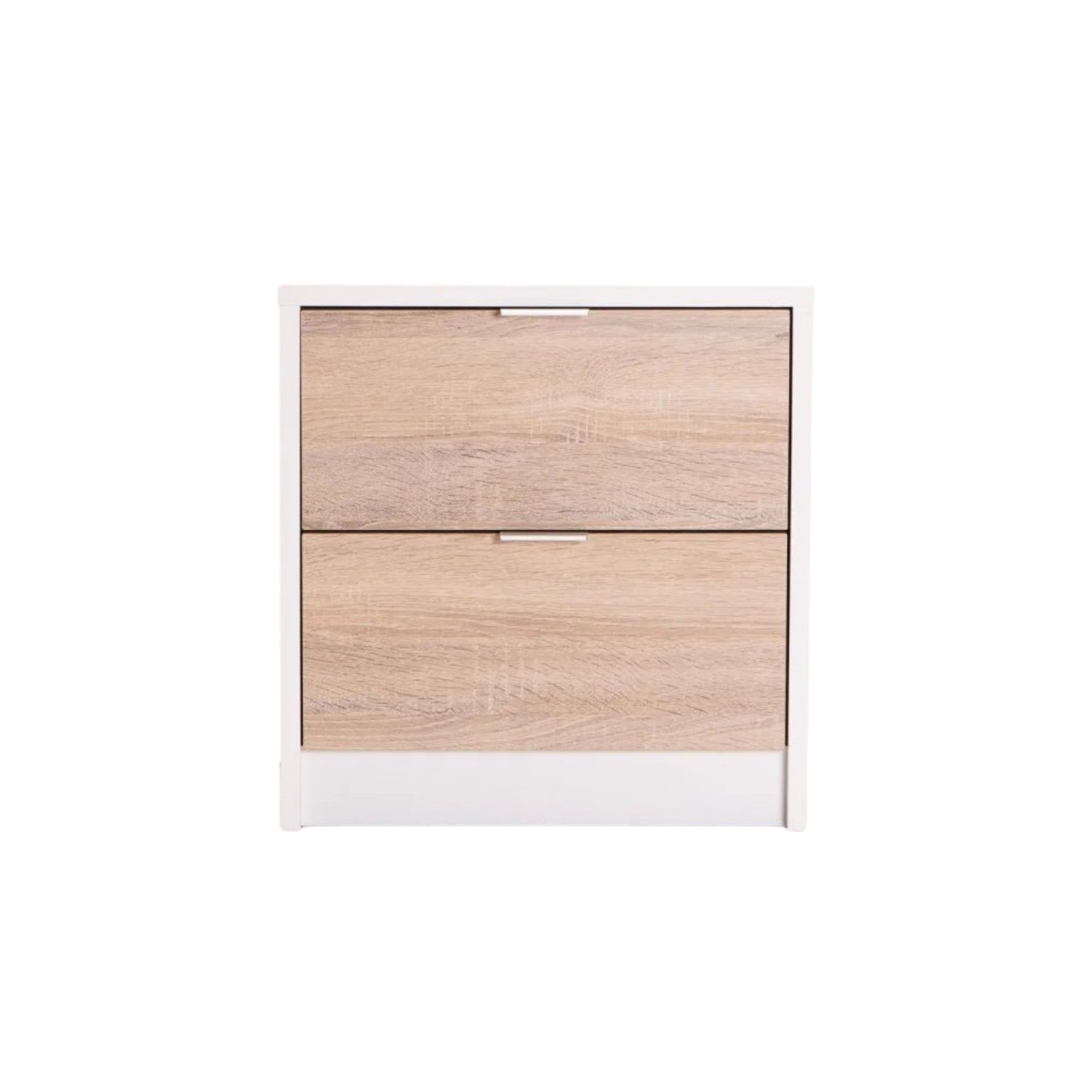 2-Drawer Pedestal Bedside Cabinet - White/Light Oak