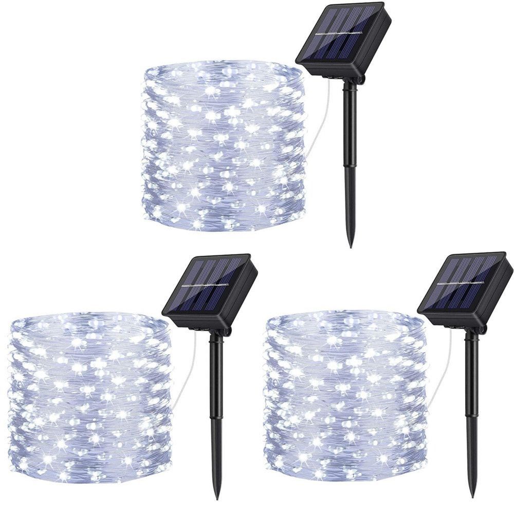 3 x Solar Fairy Lights LED Outdoor String Light Christmas Light 10m - Cool White