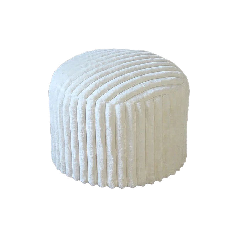 Norway Fluffy Faux Fur Footrest Ottoman Cream White