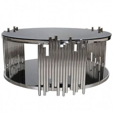 Coffee Table Royal Round Silver And Black Glass