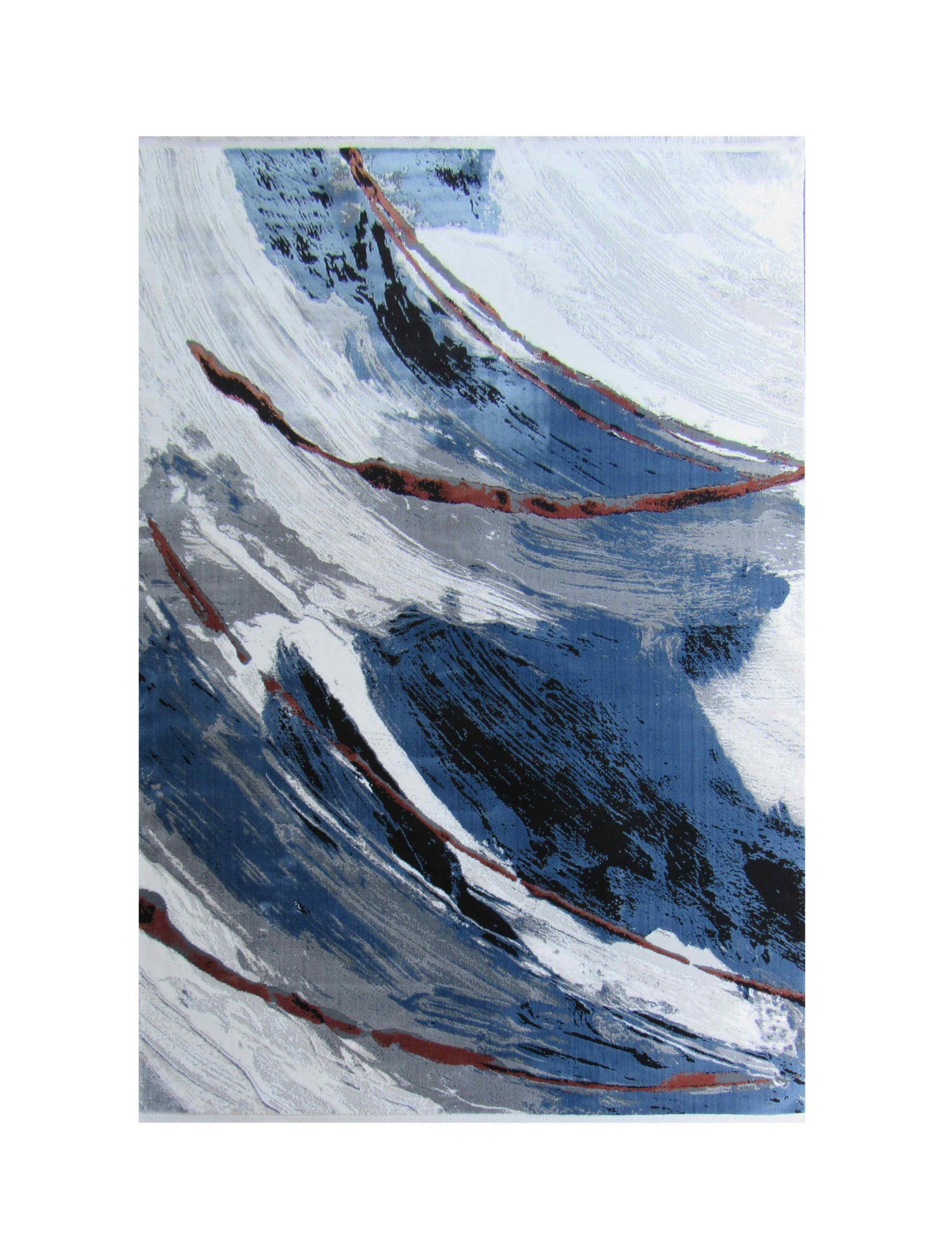 BK Carpets & Rugs – Modern Abstract Rug –  Blue - Red - White  - 1,6m x 2.3m