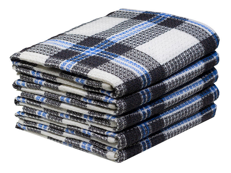 Multipurpose, Easy Fit, Absorbent Kitchen Towel - Design 2036 - 050x070cms - (05 Pc Pack) - Checks - Jet Black