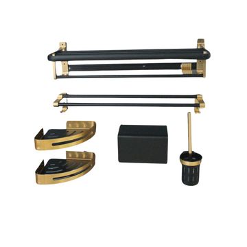 BATHROOM ACCESSORIES 5PC SET - BLACK AND GOLD
