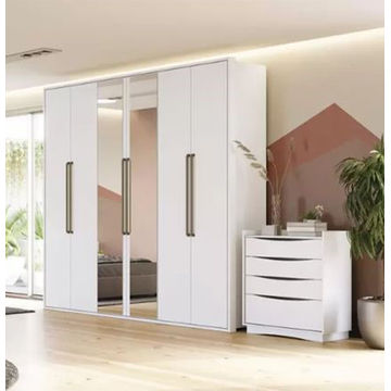 Rogelio 6 Door With 4 Drawers And Mirror Wardrobe-White