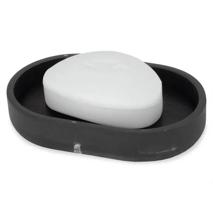 Woodly Soap Dish, Black Marble