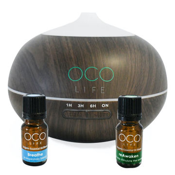 OCO Life Ultrasonic Diffuser, Humidifier & Purifier 400ml with 2 Oil Blends