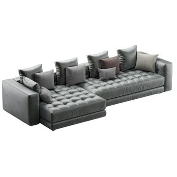 Teddy-George - Zoila Couch / Sofa, in Steal Green/Grey (Sued Velvet)