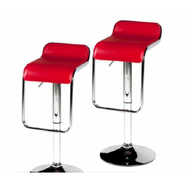 Stylish Lowback PU leather barstools - set of 2 - Red