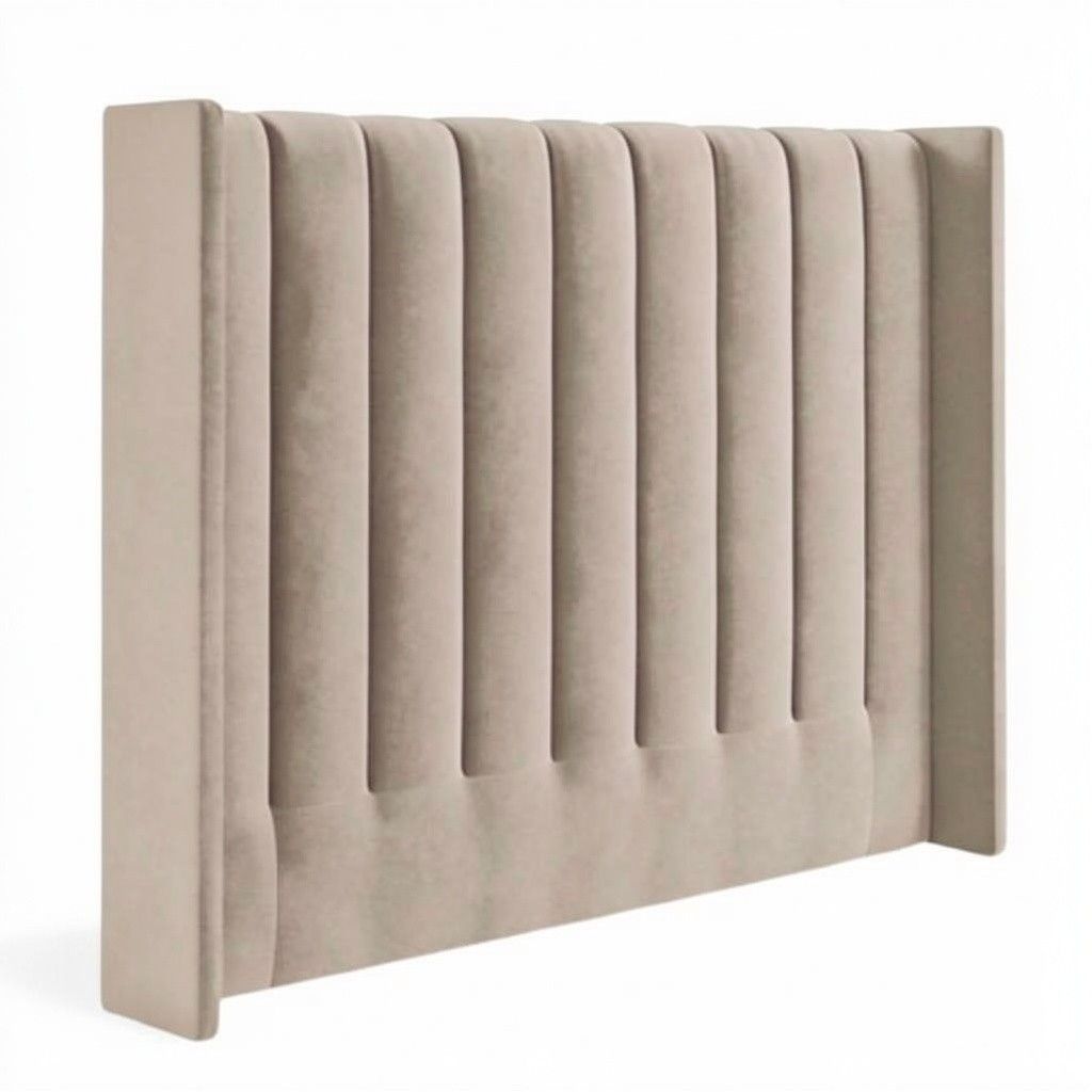 Nu Dekor - Secilia Velvet Paneled Tufted Headboard - Queen - Beige