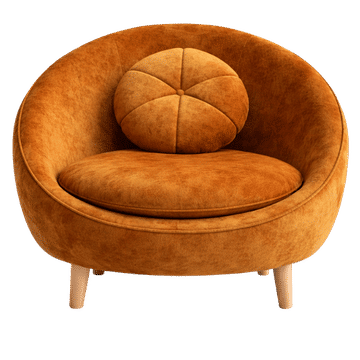 Lucky Furn Modern Orange Velvet Round Tub Chair