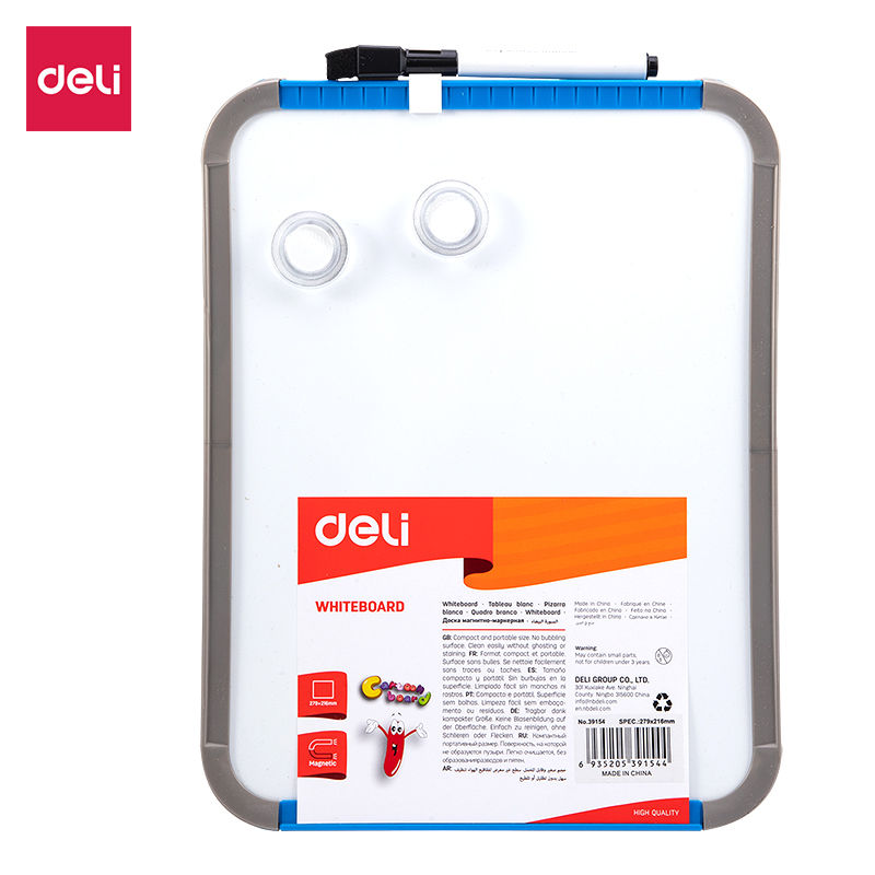 Deli Blue Magnetic Whiteboard Set 279x216mm Includes 1 Dry erase marker and 2 magnetic buttons