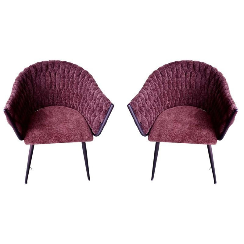KCW-Set of 2 Modern Suede with Black Metal Leg Dining Room Chairs