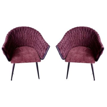 KCW-Set of 2 Modern Suede with Black Metal Leg Dining Room Chairs