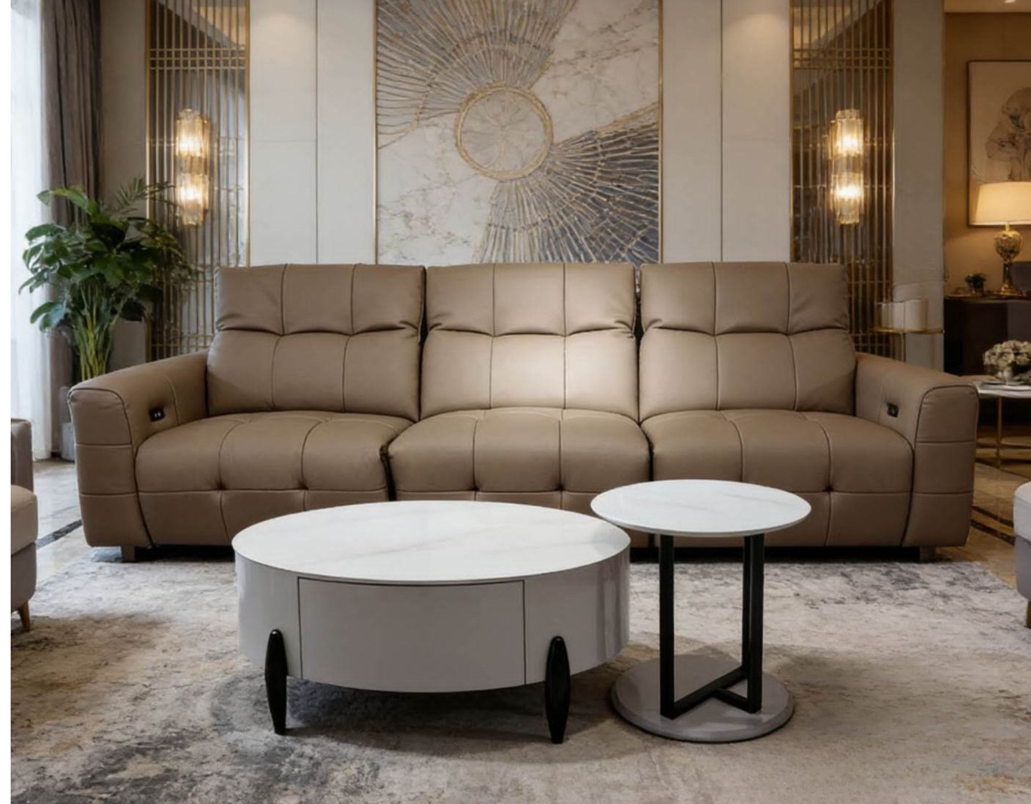 Contemporary Marble Coffee Table Set