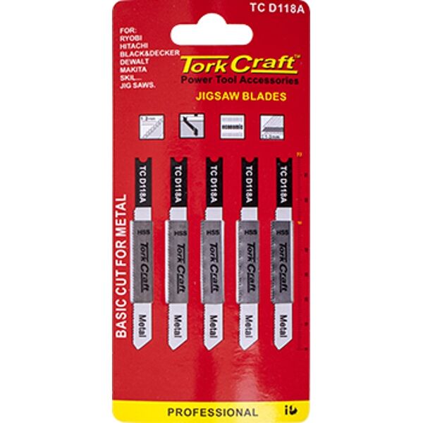 U-Shank Jigsaw Blade 21Tpi Metal 1.2Mm 5Pc